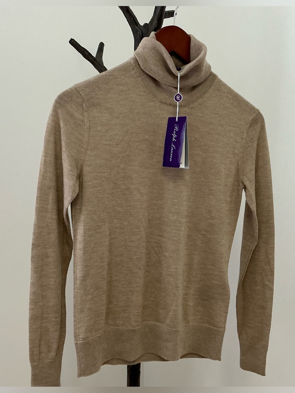 Ralph Lauren Purple Label Beige/Tan 100% Italian Cashmere Turtleneck Sweater